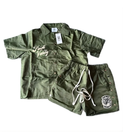 Saint Vanity Button-Up Green Set Short Saint Vanity Button-Up Green Set Short