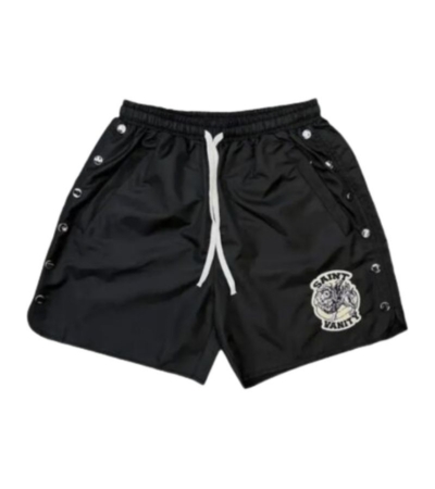 Saint Vanity Classic Fit Black Nylon Shorts Saint Vanity Classic Fit Black Nylon Shorts