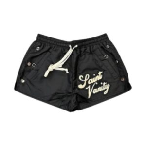 Saint Vanity Logo Nylon Black Shorts