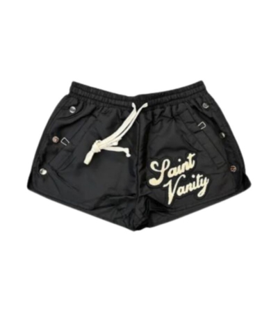 Saint Vanity Logo Nylon Black Shorts Saint Vanity Logo Nylon Black Shorts