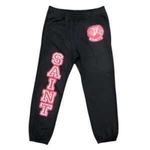 Saint Vanity and Red Varsity Black Logo Sweatpants