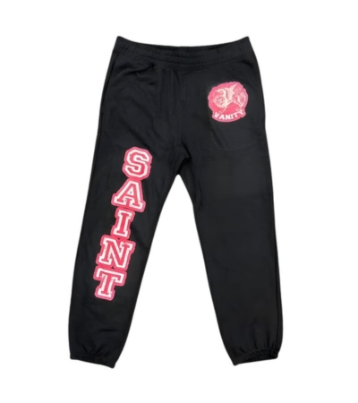 Saint Vanity and Red Varsity Black Logo Sweatpants Saint Vanity and Red Varsity Black Logo Sweatpants