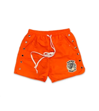 Saint Vanity Logo Orange Nylon Shorts Saint Vanity Logo Orange Nylon Shorts